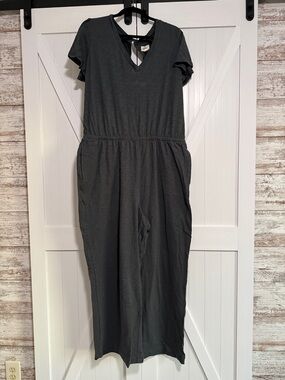 NWT UpWest Charcoal V-Neck Short Sleeve Jumpsuit